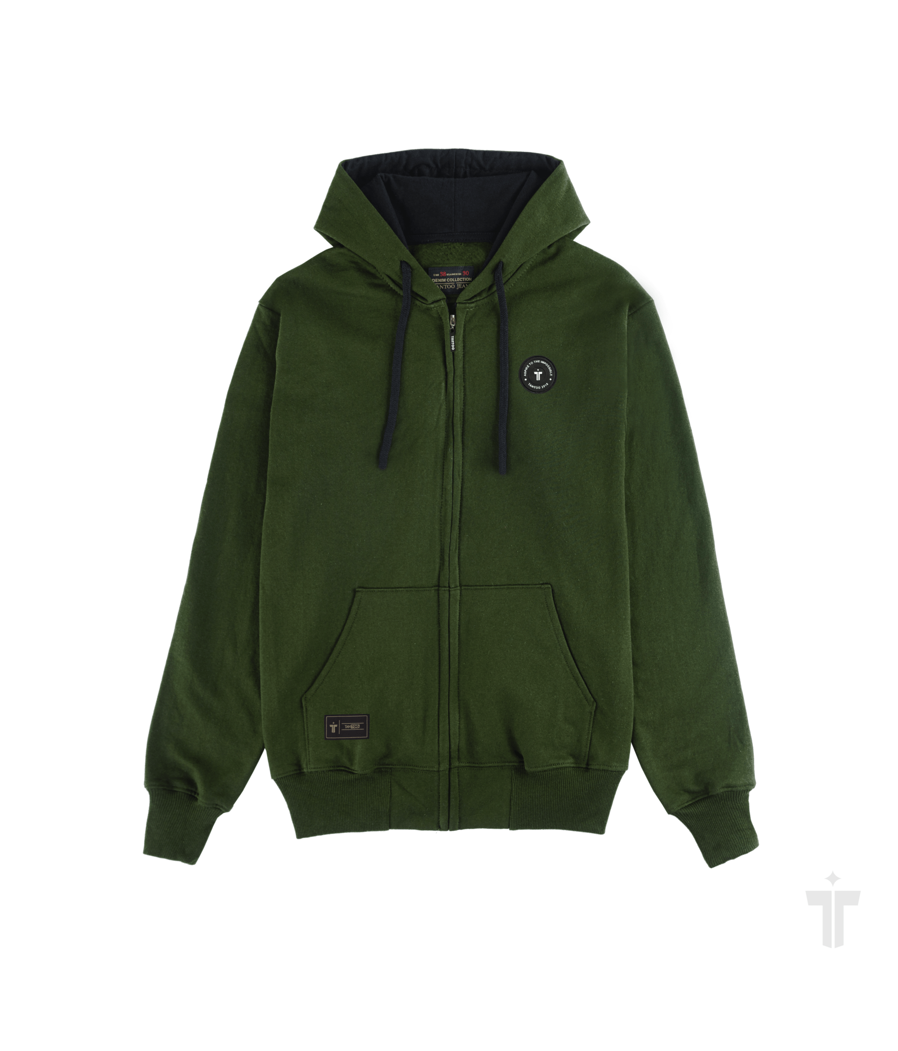 Polera Con Capucha Y Cierre Verde Militar Tantoo